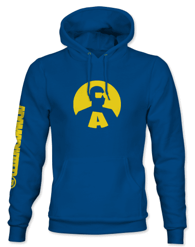 AA HOODIE -FRONT- DEEP SEA BLUE SUN -16BIT Adam Legend Hoodie